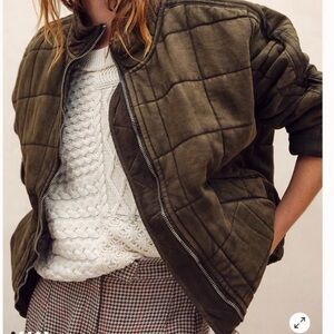 NEW FREE PEOPLE quilted Dolman sleeve jacket dusted military green